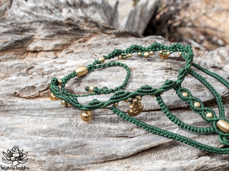 GORGON macrame barefoot sandal in teal green