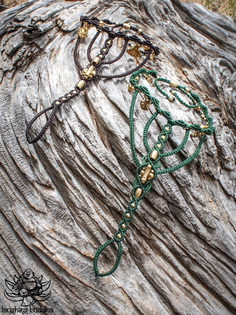 GORGON macrame barefoot sandal in teal green