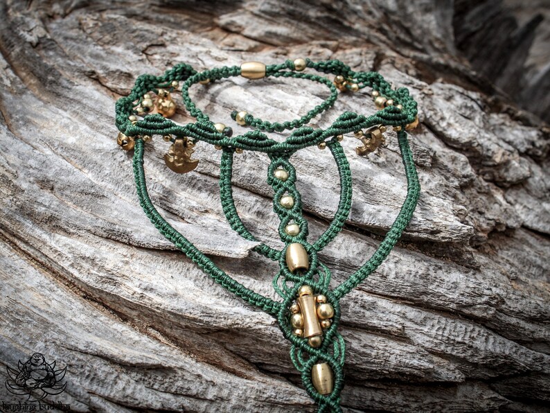 GORGON macrame barefoot sandal in teal green