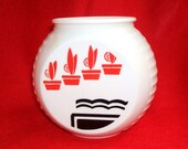 Vintage Fire King Vitrock Red Flower Pots Grease Jar - No Lid