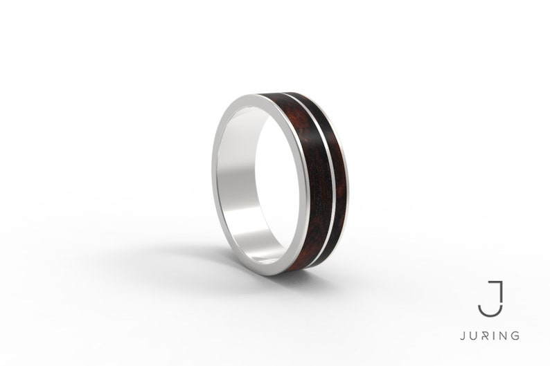Prime Sterling Silver Wooden Band with Ebony inlay