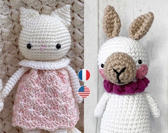 Amigurumi digital pattern tutorial crochet cat and alpaca easy level for beginners