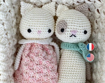 Amigurumi digital pattern tutorial two crochet cats easy level for beginners