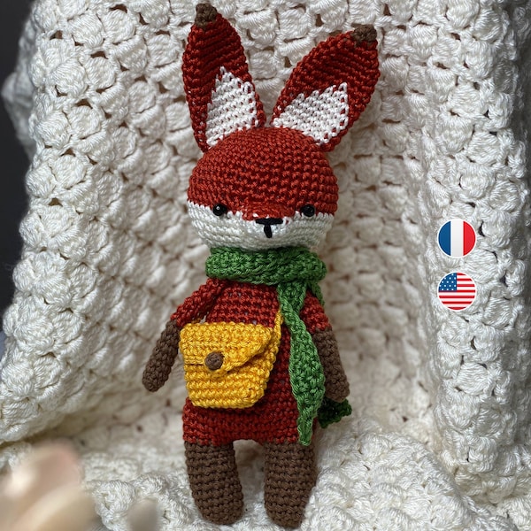 Tutoriel patron digital amigurumi renard Flynn au crochet niveau débutant