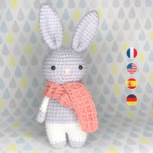 Digital amigurumi bunny crochet pattern tutorial easy level for crochet beginners