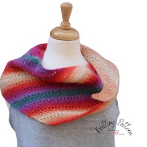 KNITTING PATTERN // shawl // easy // womens shawl // dk yarn // rainbow // easy lace