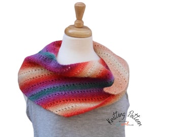 KNITTING PATTERN // shawl // easy // womens shawl // dk yarn // rainbow // easy lace