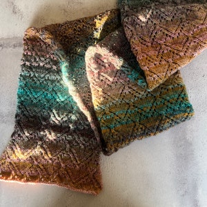 Hand knitted winter scarf