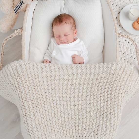 Knitted Baby Blanket for Pram Crib or 