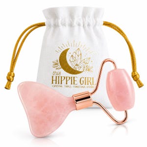 Gua Sha Glow Roller | Rosenkvarts ansiktsrulle | Dubbelt Gua Sha skulpteringsverktyg | Mini ansiktsrulle | This Hippie Girl – Ritual Beauty Tools