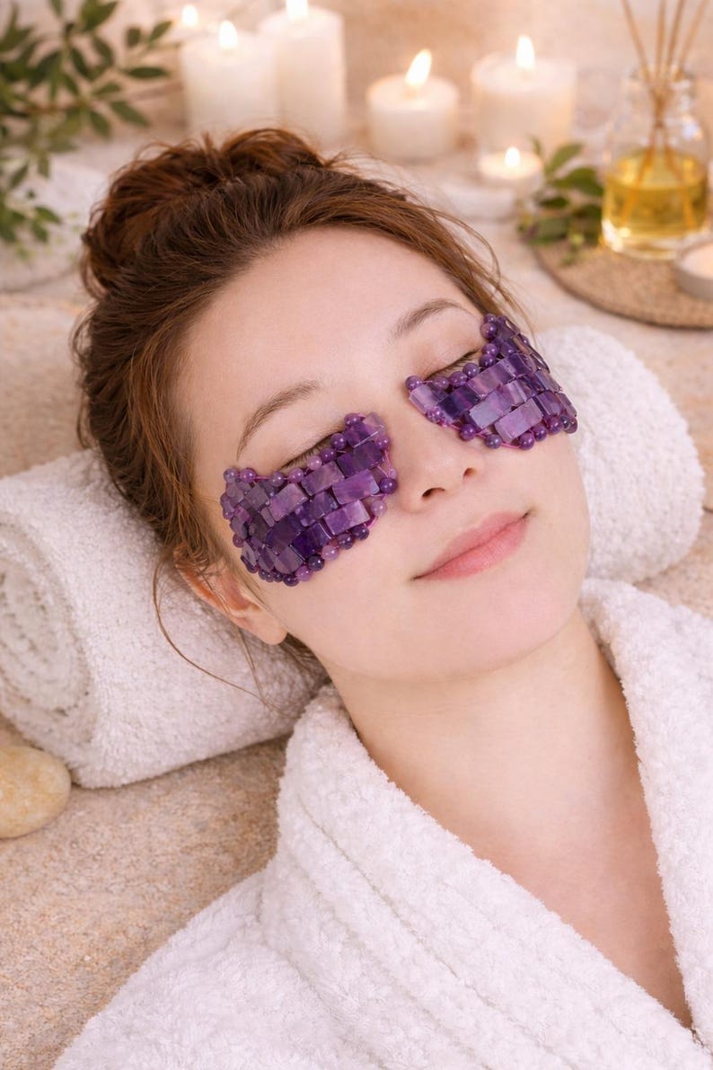 Handcrafted Amethyst Crystal Under Eye Mask – Cooling Stone Mask - Etsy