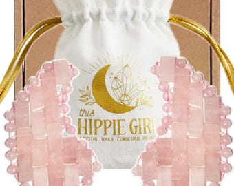 Handcrafted Rose Quartz Crystal Under Eye Mask - Cooling Brazilian Stones