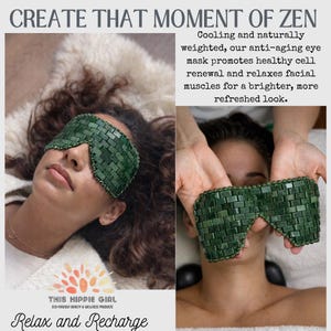 Terra Jade Dark Green Eye Mask – Cooling Spa Facial, Self-Care Gift. image 4