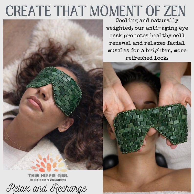 Terra Jade Dark Green Eye Mask – Cooling Spa Facial, Self-Care Gift. image 4