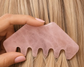 Rose Quartz Scalp Ritual™ Comb + Gua Sha – 2-in-1 Crystal Scalp Massager & Facial Gua Sha Tool for Scalp Massage,  Skincare Rituals