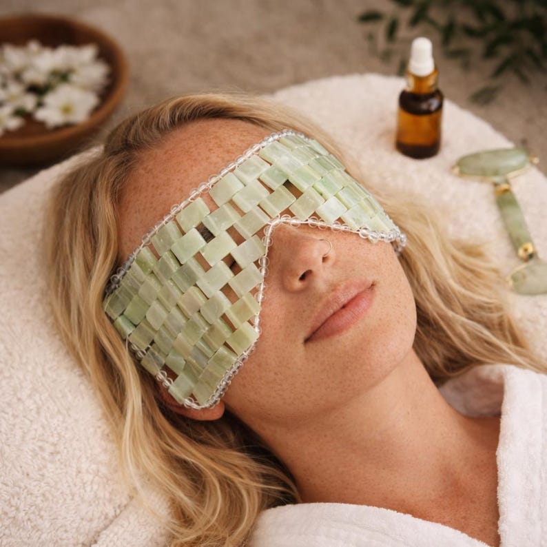 Lunar Jade Light Jade Cooling Eye Mask – Puffy Eyes, Dark Circles, Spa Relaxation. image 8