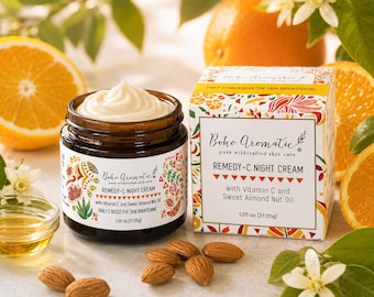Remedy-C Nachtcrème | Botanische nachtcrème | Clean Beauty anti-aging gezichtscrème | Plantaardige huidverzorging | Vitamine C-crème