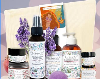 Ultimate Boho Skincare Ritual Set | Clean Beauty Facial Kit w Face Cream, Eye Cream, Toner, Cleanser + Tools | Boho Aromatic