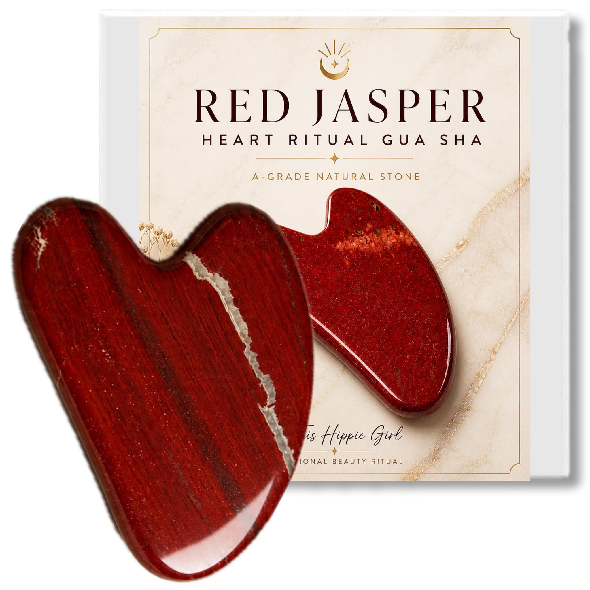 Red Jasper Heart Gua Sha - Natural Stone Facial Sculpting Tool