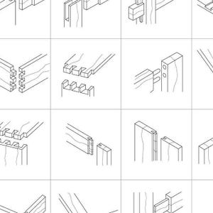 Graphic hand screen printed joinery reference poster gift for woodworkers and wood enthusiasts. image 2