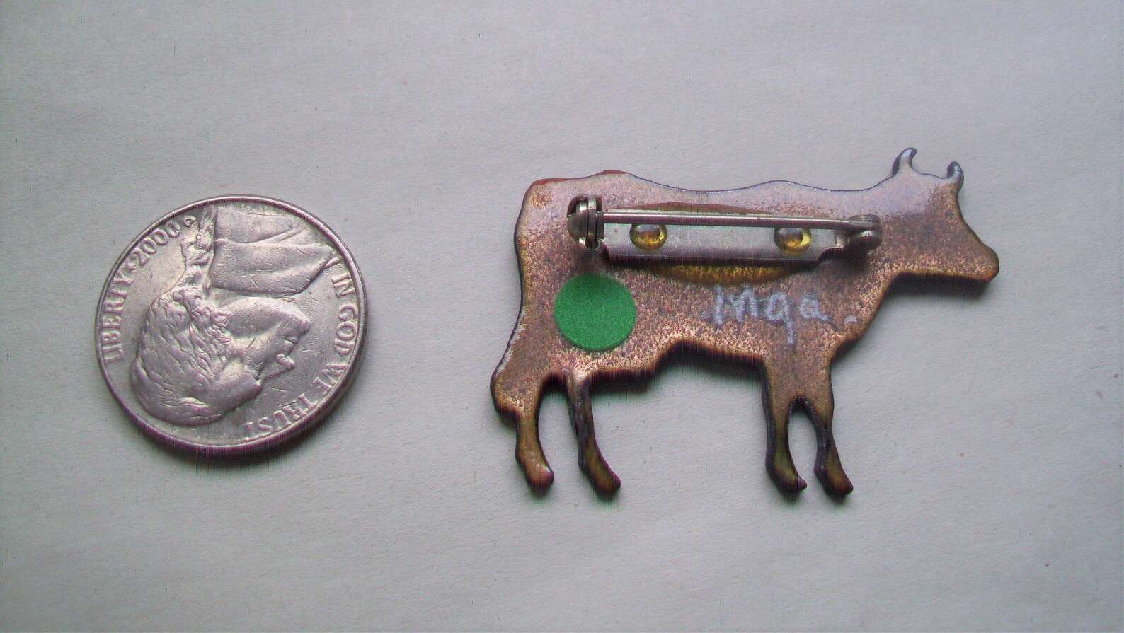 Enamel on Copper pin COW pin Black Red Tan Farm animal Etsy