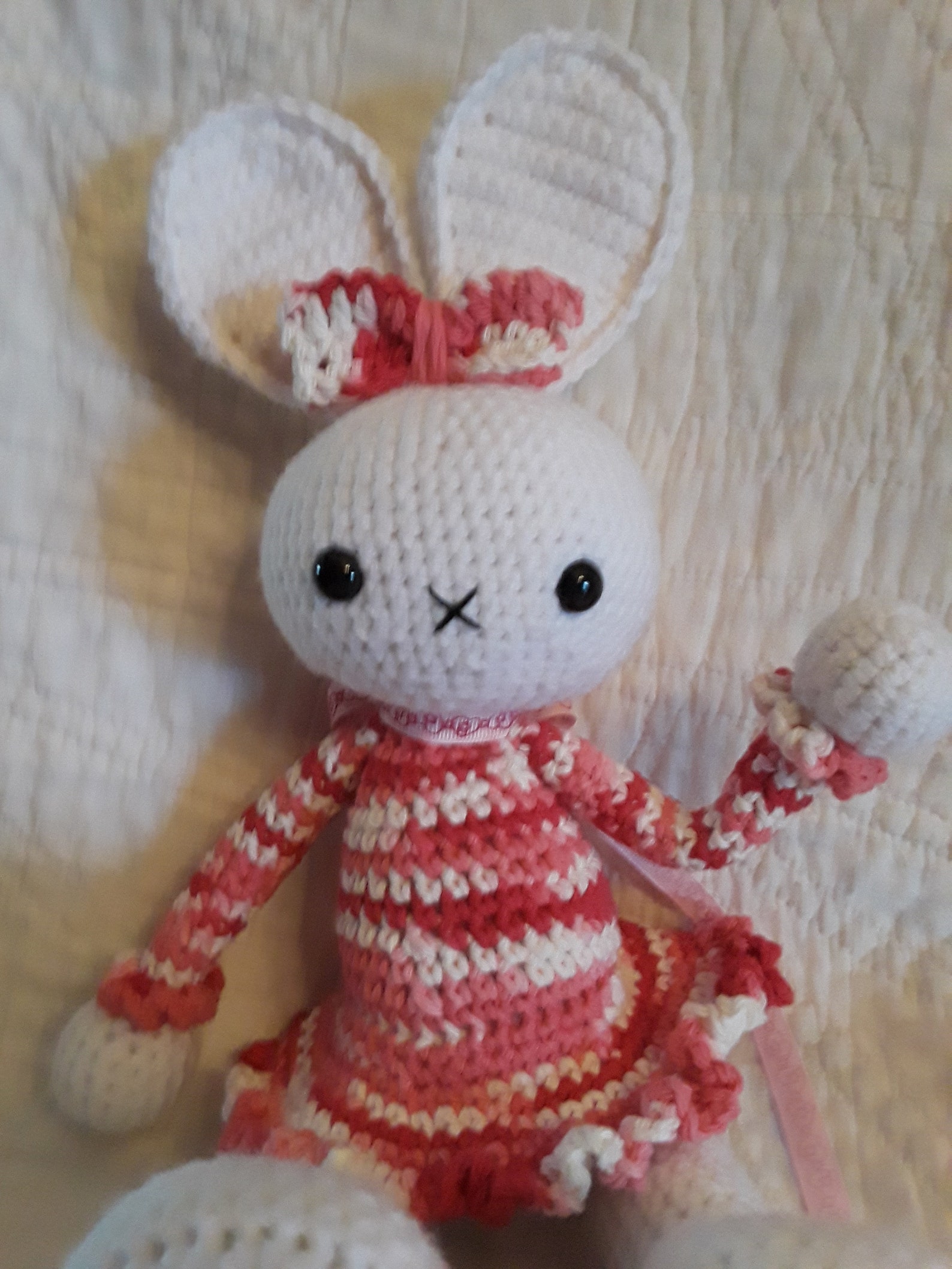 Crochet Large Stuffed Easter Bunny With Pink and White Ruffly Etsy