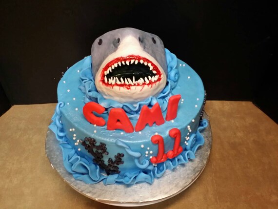 Edible Scary Shark Cake Topper Etsy