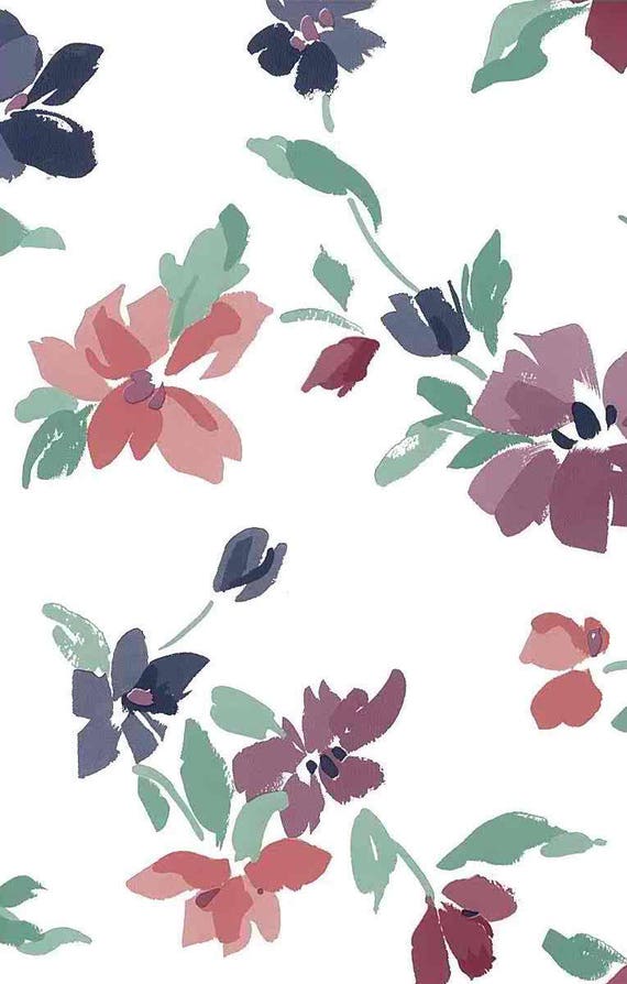 Lila Blumen Vintage Tapete Magenta Grun Rosa Blau Weiss Etsy