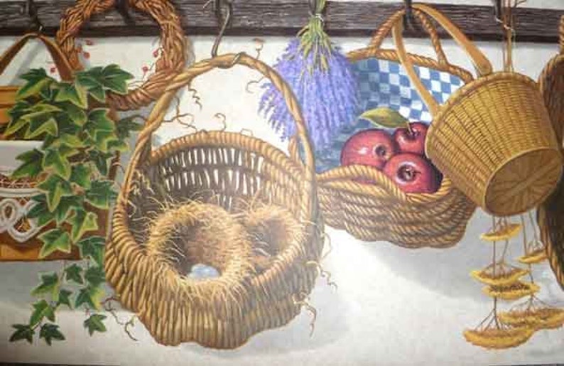 WICKER BASKETS Wallpaper Border Ivy Candles York RT4642B Etsy