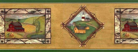 Bark Frames Primitive Wallpaper Border Cocoa Brown Green Rosedale Acb46014 32 Feet