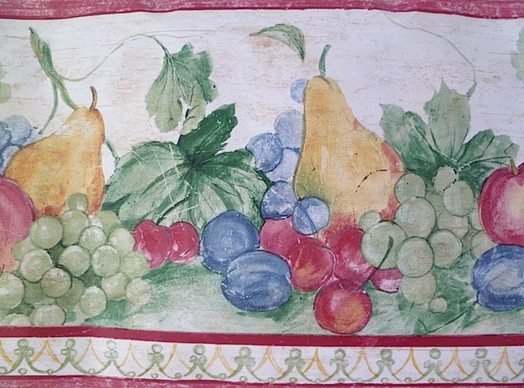 Red FRUIT Wallpaper Border in Primary Colors by Sunworthy KT5233B Pears