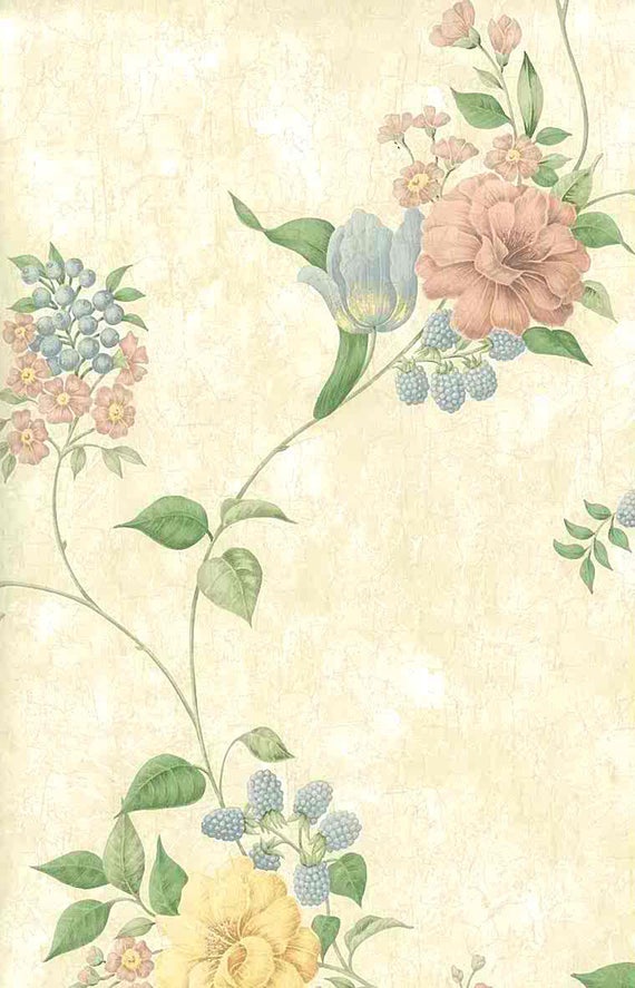 Flores de crema vintage fondo de pantalla rosa azul tulipanes - Etsy México