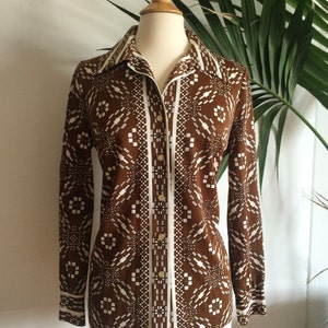 Vintage Southwestern Brown Collared Shirt