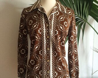 Vintage Southwestern Brown Collared Shirt