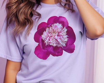 Pink Peony Summer Shirt, Botanical Garden Tee, Comfort Colors Flower T-Shirt