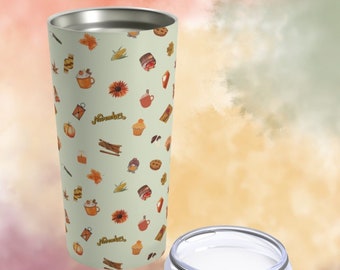 Fall November Travel Cup For Thanksgiving, Stainless Steel Eco Friendly,Collage Aesthetic,Pumpkin Travel Tumbler Mug, 420 friendly,To Go Mug