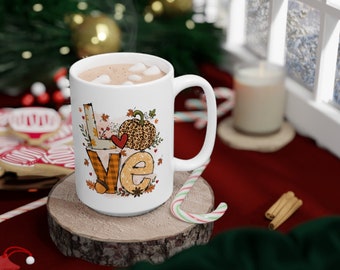 Cute Autumn/fall Love Coffee Mug Cup, Pumpkin Spice Latte Lover Gift, Farmhouse Fall Decoration, Hot Tea Person Gift, Fall Coffee Latte Mug