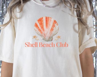 Sea Shell Beach Club T-shirt, Mermaid Vibes Tee, Ocean Coastal Lover Gift
