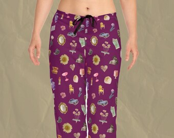 Pyjamabroek met collagepatroon: romantische pyjamabroek met bloemenprint