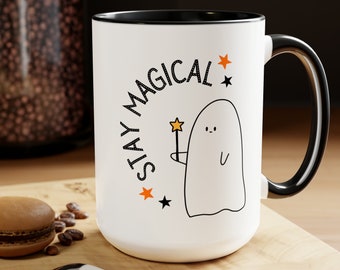 Stay Magical Ghost Halloween Coffee Mug Cup, Cute Ghost, Stay Magical, Hot Tea Mugs, Halloween Teacher, Gift For Mom, 15oz Mug, Cute Mugs
