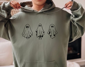 Halloween Ghost Hooded Sweatshirt, Cute Ghost Hoodie, Fall Blanket Ghost Hoodie Sweater, Trick or Treat, Ghost Sweater, Mom Dad Halloween