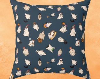 Spookyseason Halloween Ghosts Pillow, Halloween Decore, Dressed Up Ghosts Decoration, Halloween Party Decore, Spooky Season Pillow Gift