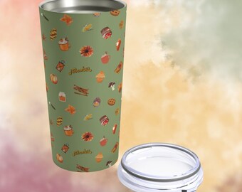 Fall November Travel Cup For Thanksgiving, Stainless Steel Eco Friendly,Collage Aesthetic,Pumpkin Travel Tumbler Mug, 420 friendly,To Go Mug