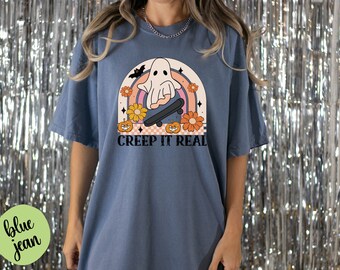 Ghost Halloween Shirt, Retro Halloween Shirt, Creep It Real, Ghost Shirt, Fall Tees, Trick Or Treat Shirt, Bf Gift, Witch Shirt, Fall Shirts