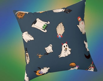 Halloween Ghosts Pillow: Spooky Season Polyester Throw Pillow