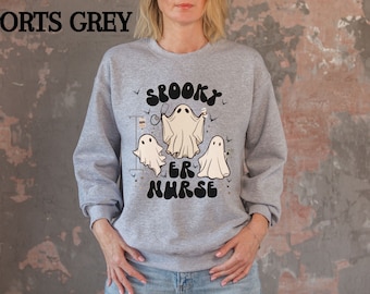 70s Ghost Sweatshirt For Emergency Nurse, Halloween Sweat Shirts, Nurse Fall Sweater, Emergency Room Nursing Crewneck, Retro Halloween Ghost