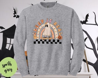 Retro Halloween Sweatshirt, Ghost Sweatshirt,Vintage Ghost Sweatshirt, Fall Sweaters, Trick Or Treat Shirt, Bf Gift, Witch Shirt, Oversized