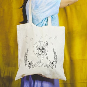 Fairy Aesthetic ToteBag, Cottagecore Fairy Bag, Fairycore Outfit, Ecofriendly Tote Bag, Magical Fairy Bag, Fairy Style Accessories,Fairy Fan