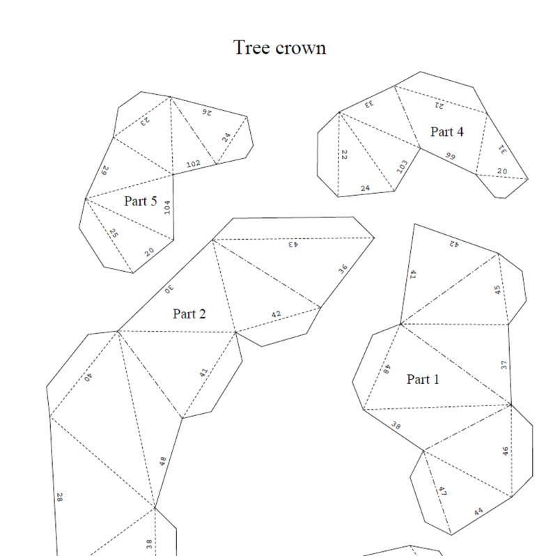 Printable DIY template PDF Bonsai tree low poly paper Etsy