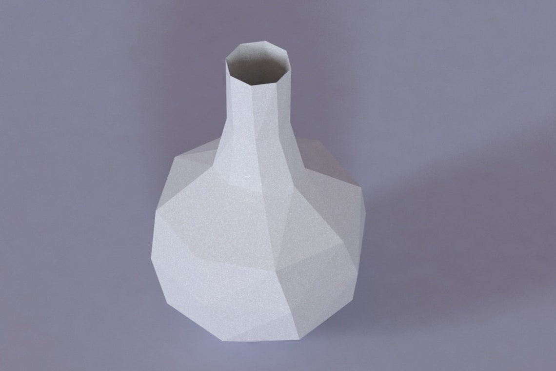 Printable DIY template PDF. Vase low poly paper model B1. 3D Etsy
